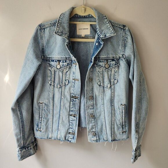 LUCKY Women's Jean Jacket | Cropped | Raw Hem | Light Wash | Small - Picture 1 of 6